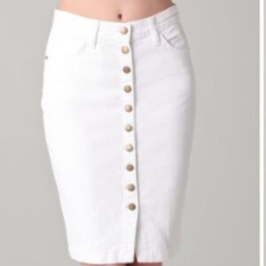 Current/Elliott White Button-Front Pencil Skirt
